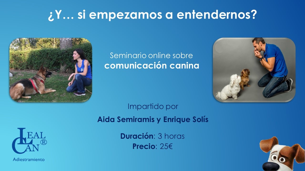 ¿Y... si empezamos a entendernos? Seminario online sobre comunicación canina impartido por Aida Semiramis y Enrique Solís. Duración: 3 horas. Precio: 25€.